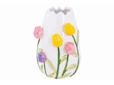 Vaas Tulips Wit 12x12xh17cm Porselein 