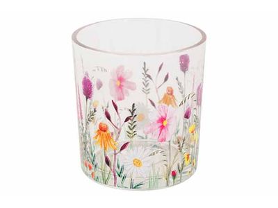 Theelichthouder Wildflowers Multikleur 7 X7xh8cm Glas