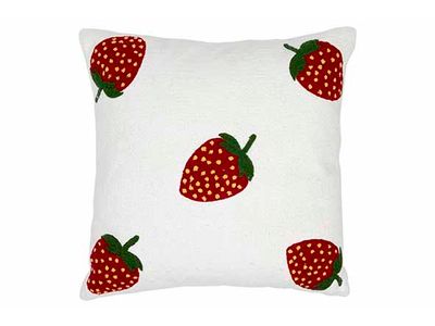 Kussen Strawberries Wit 45x45xh10cm Kato En