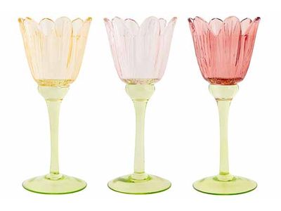 Theelichthouder Tulip 3ass 8x8xh20cm Gla S