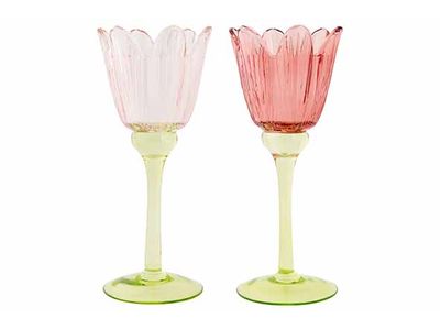 Theelichthouder Tulip 3ass 8x8xh20cm Gla S