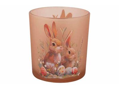 Theelichthouder Vintage Rabbits Natuur 7 X7xh8cm Glas