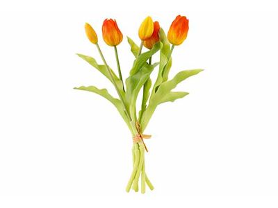 Boeket Tulips Geel Oranje 15x15xh32cm Ku Nststof