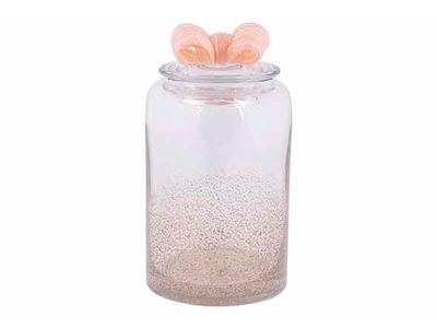 Pot Met Deksel Peach Bow Transparant 12x 12xh22cm Rond Glas