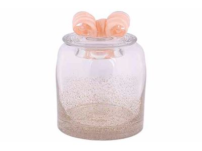Pot Met Deksel Peach Bow Transparant 12x 12xh16,5cm Rond Glas