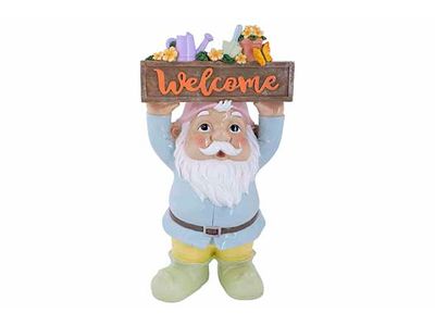 Kabouter Welcome Pastels Multikleur 18x1 4,5xh34cm Resin