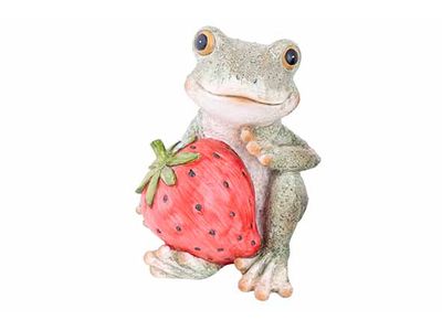 Kikker Strawberry 2ass Groen 12x12xh14,5 Cm Resin