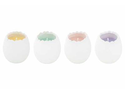 Bougie In White Egg Cup 4ass Multicolore  6x6xh6cm