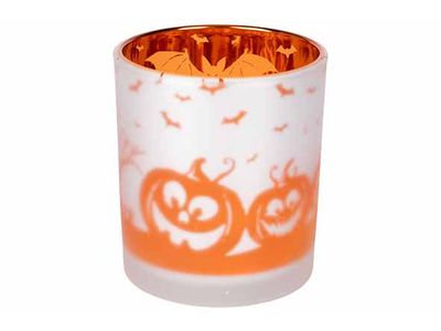 Halloween Scene Orange Zilver 7x7xh8cm R Ond Glas