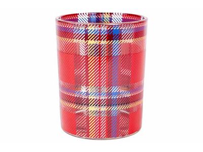 Theelichthouder Checkers Rood 10x10xh12, 5cm Rond Glas