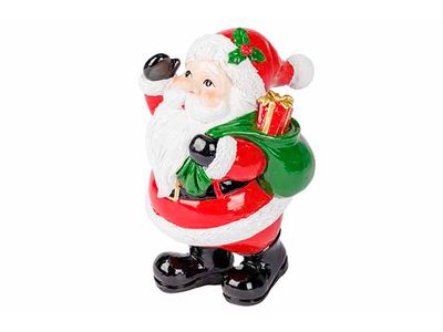 Kerstman Rood Wit 10x10xh17cm Polyresin 