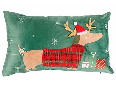 Kussen Teckel Groen 50x10xh30cm Rechthoe Kig Textiel