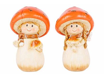 Kind Mushroom Oranje 8x6,5xh13cm Resin 
