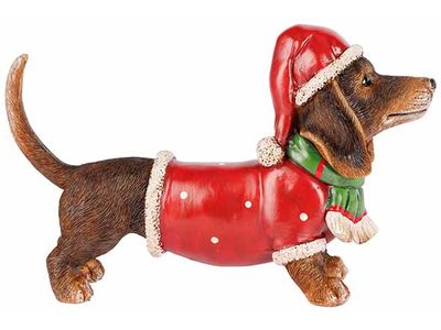 Hond Daxie Xmas Rood 28x9xh17,5cm Resin 