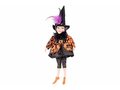 Heks Hangend Deluxe Zwart Oranje 13x13xh 40cm Textiel