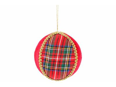 Kerstbal Squares Rood D10cm Textiel 