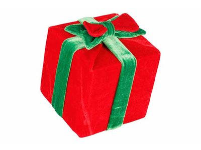 Hanger Cadeau Rood Groen 12,5x12,5xh18cm  Textiel