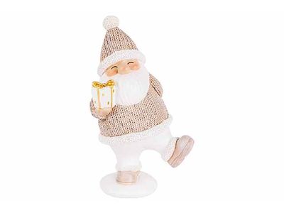 Kerstman Wit Goud 12x9xh21,5cm Resin 