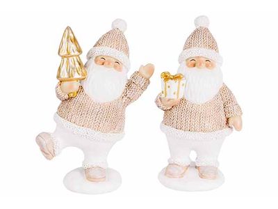 Kerstman Wit Goud 9x6xh16,5cm Resin 
