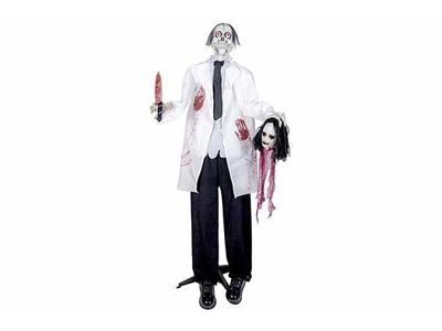 Skelet Animated Zombie Zwart Wit 130x16x H170cm Textiel Excl 3 Aa Batt