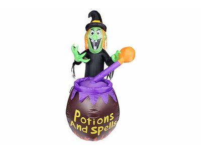 Kookpot Witch Inflatable With Led Light Zwart Groenxh180cm Polyester Ip44 Adapt
