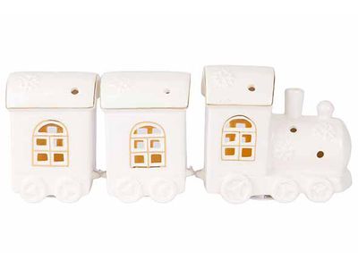 Kersttrein Incl 9 X Lr44 Batt Wit 26,2x5 ,8xh9,7cm Porselein