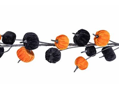 Slinger Pompoen Velvet Zwart Oranje 120x12xh9cm Textiel