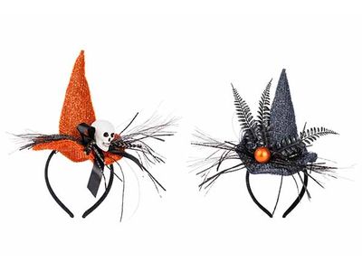 Diadeem Witch Hat 2ass Zwart Oranje 25 X15xh27cm Textiel