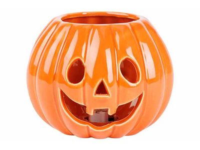 Pompoen Led Oranje 12x12xh10cm Porselein Incl 2 Lr44 Batt