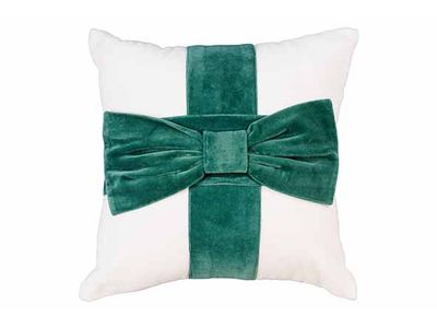 Kussen Green Bow Wit 40x10xh40cm Katoen 
