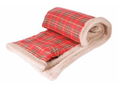 Plaid Squares Rood Bruin  140xh170cm Pol Yester