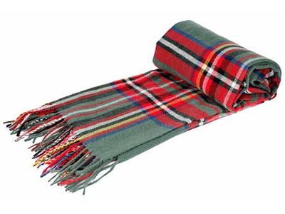 Plaid Squares Rood Groen 130xh150cm Poly Ester