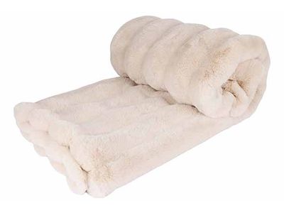 Plaid Faux Rabbit Fur Beige 130xh150cm P Olyester