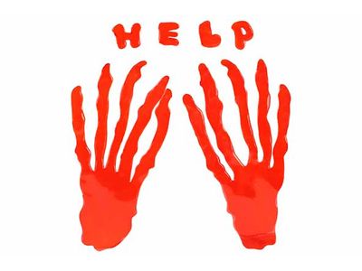 Zelfklevend Hands Help Rood 20xh25cm Kun Ststof