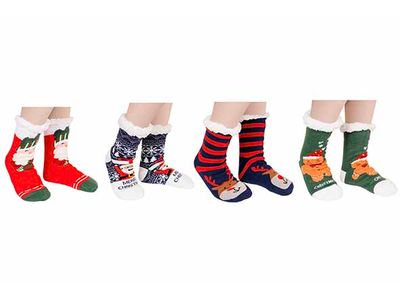 Kerstsokken 4ass Cookie Santa And Rudolf Multikleur 11x2xh42cm Textiel