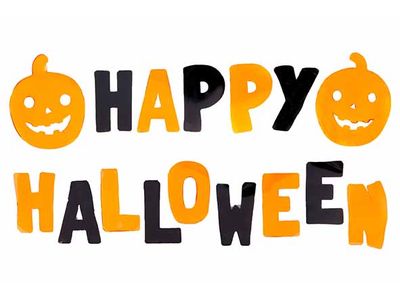 Zelfklevend Happy Halloween Zwart Oranje  30xh20cm Kunststof