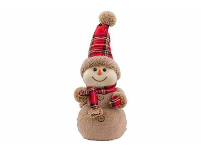 Sneeuwman Squares Rood 14x13xh32cm Texti El