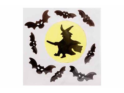 Zelfklevend Witch And Bats Zwart 20xh20c M Kunststof