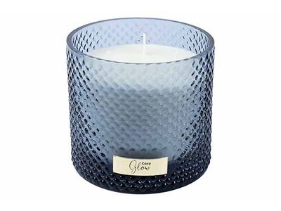 Geurkaars 600g Rose Vetiver Blue Transpa Rant 12x12xh11cm Glas 120h