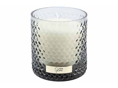 Geurkaars 260g Match Tea Grey Transparan T 8,5x8,5xh9,5cm Glas 50h