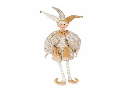 Figuur Elf Sitting Wit Goud 40x20xh82cm Textiel
