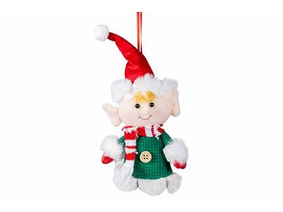 Hanger Elf Rood Groen 12x4xh23cm Textiel 