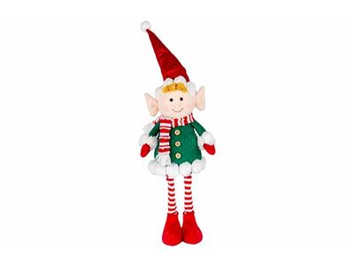 Figuur Elf Standing Rood Groen 22x10xh72 Cm Textiel