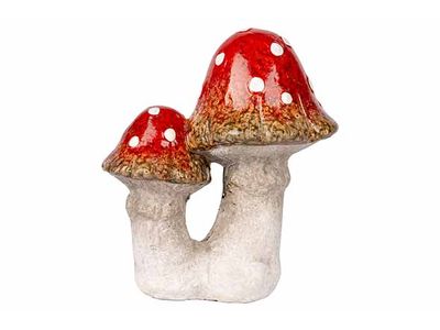 Paddenstoelen Rood Wit 12x9xh14cm Kerami Ek