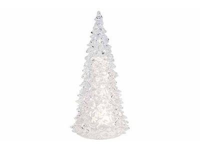 Kerstboom Lamp Led Excl 3x Aa Batt Trans Parant 11x11xh22cm Conisch Glas