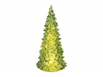 Kerstboom Lamp Led Excl 3x Aa Batt Groen  11x11xh22cm Conisch Glas