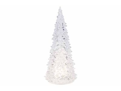 Kerstboom Lamp Led Excl 3x Aa Batt Trans Parant 13x13xh28cm Conisch Glas