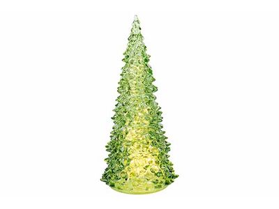 Kerstboom Lamp Led Excl 3x Aa Batt Groen  13x13xh28cm Conisch Glas