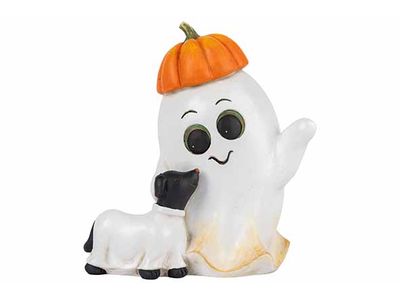 Spook With Dog Wit 23,5x16xh26cm Polyres In