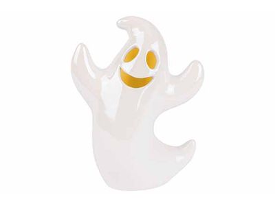 Spook Led Wit 16x7xh21cm Porselein Incl 2 Lr44 Batt